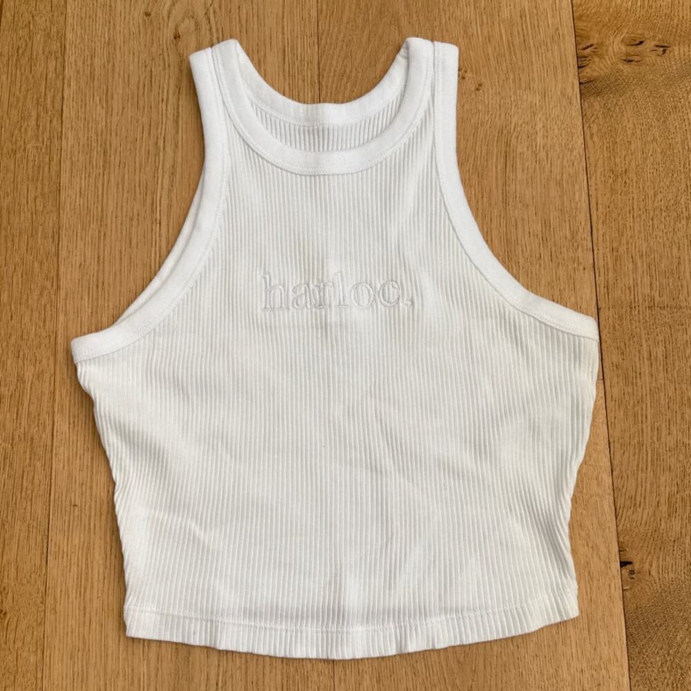 Uniqlo - Ribbed Crop "harloc" Tank Top in White